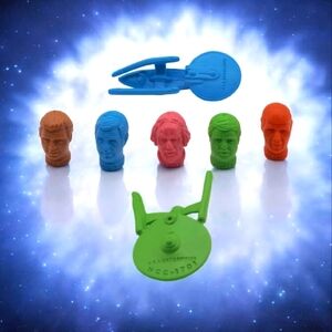Star Trek Character and Spaceship Pencil Toppers 1983 Set Of 7